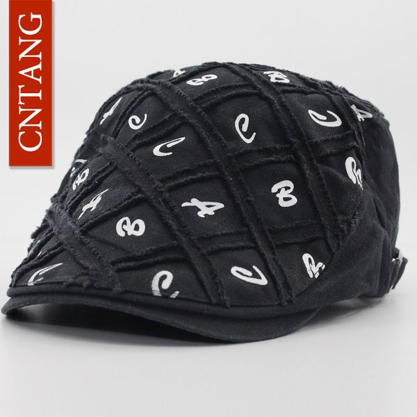 cntang 2017 summer cap for men women fashion casual visor cotton caps beret vintage print letter flat hat soft berets unisex, Blue;gray
cntang 2017 summer cap for men women fashion casual visor cotton caps beret vintage print letter flat hat soft berets unisex, Blue;gray