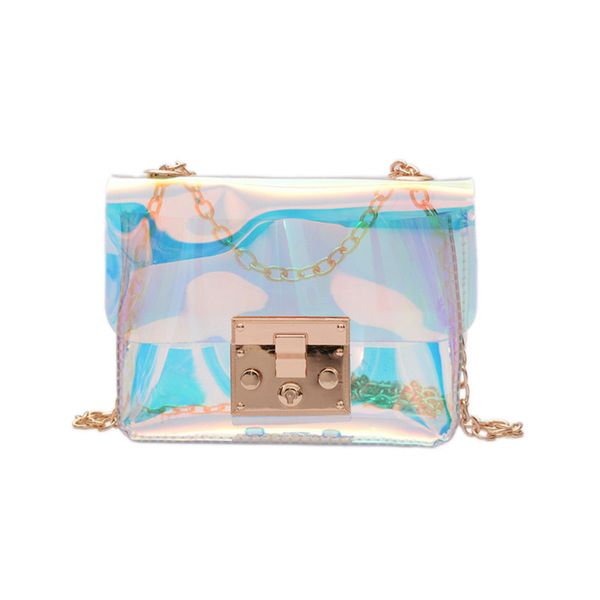 

Women Transparent Bag Clear PVC Jelly Small Tote Messenger Bags Laser Holographic Shoulder Bags Female Lady Sac Femme Bandoulier hfger45