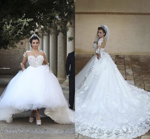 2022 illusion long sleeve lace ball gown wedding dress 3d-floral appliques sweetheart tulle puffy backless bridal dress with train, White
2022 illusion long sleeve lace ball gown wedding dress 3d-floral appliques sweetheart tulle puffy backless bridal dress with train, White