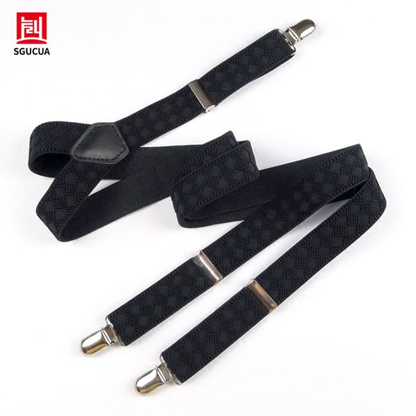 personality jacquard with black elastic suspenders men women 3 clip braces accessory leather suture adjustable suspender, Black;white
personality jacquard with black elastic suspenders men women 3 clip braces accessory leather suture adjustable suspender, Black;white