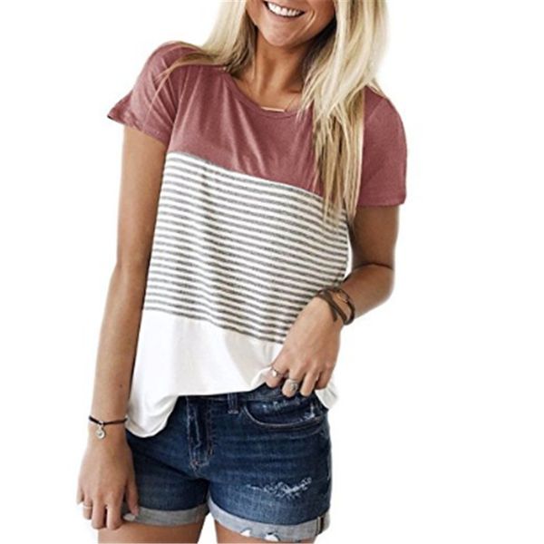 summer new style fashion women short sleeve t shirt crew neck striped patchwork cotton tees tshirt szie s-xxl, White
summer new style fashion women short sleeve t shirt crew neck striped patchwork cotton tees tshirt szie s-xxl, White