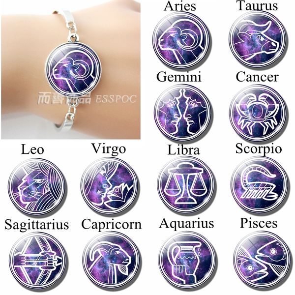 12 constellations zodiac sign silver bracelet pisces libra aries taurus virgo leo glass cabochon jewelry men women birthday gift, Golden;silver
12 constellations zodiac sign silver bracelet pisces libra aries taurus virgo leo glass cabochon jewelry men women birthday gift, Golden;silver