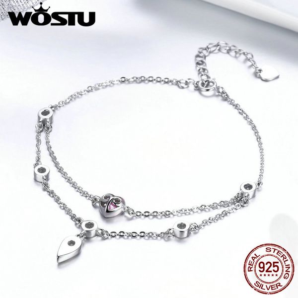 wostu real 925 sterling silver two layer sweet heart chain link adjustable women bracelet elegant silver wedding jewelry fib090, Black
wostu real 925 sterling silver two layer sweet heart chain link adjustable women bracelet elegant silver wedding jewelry fib090, Black