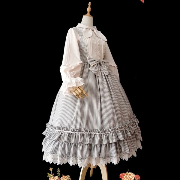 little women ~ classic striped lolita jsk dress by infanta ~ pre-order, Black;red