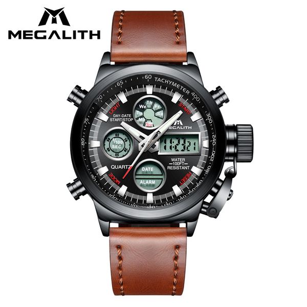 megalith led digital watch men sport watch brown genuine leather quartz clock waterproof multifunction wristwatch, Slivery;brown
megalith led digital watch men sport watch brown genuine leather quartz clock waterproof multifunction wristwatch, Slivery;brown