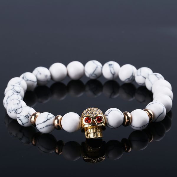 fashion natural white stone beaded bracelet gold skull beads elastic rope bead yoga bracelets for men women jewelry gift, Black
fashion natural white stone beaded bracelet gold skull beads elastic rope bead yoga bracelets for men women jewelry gift, Black
