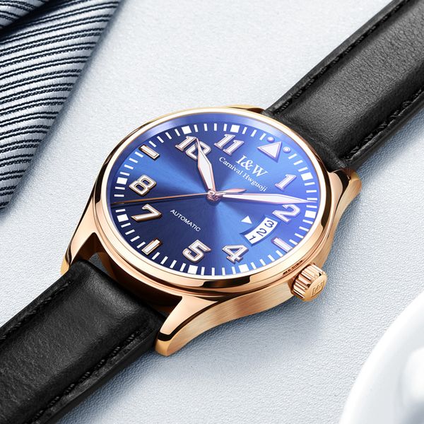 carnival men's classic luminous series mechanical watches waterproof genuine leather watch men relogio masculino, Slivery;brown
carnival men's classic luminous series mechanical watches waterproof genuine leather watch men relogio masculino, Slivery;brown