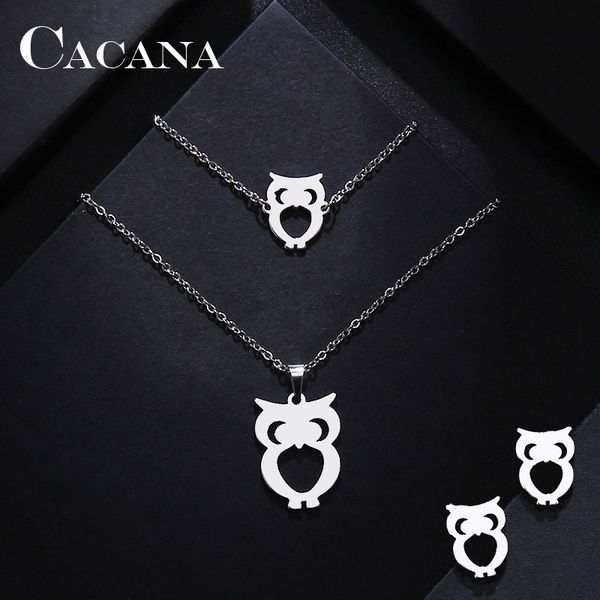 cacana stainless steel jewelry sets for women owl shape necklace bracelets earrings sets for women lover's engagement jewelry s1, Silver
cacana stainless steel jewelry sets for women owl shape necklace bracelets earrings sets for women lover's engagement jewelry s1, Silver