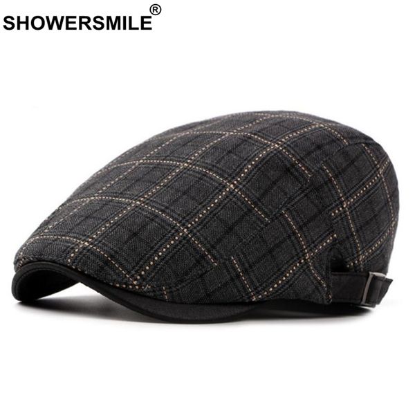 showersmile classic berets for men plaid cotton adjustable flat cap male checkered england style summer autumn ivy duckbill hat, Blue;gray
showersmile classic berets for men plaid cotton adjustable flat cap male checkered england style summer autumn ivy duckbill hat, Blue;gray