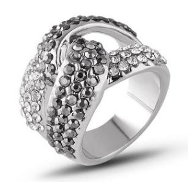 european and american jewelry wholesale retro big brand fashion creative black and white set with diamond ring, Silver
european and american jewelry wholesale retro big brand fashion creative black and white set with diamond ring, Silver
