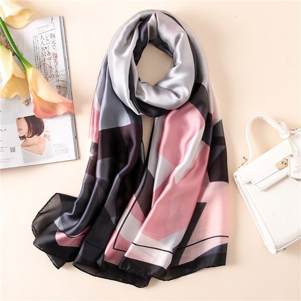 women silk scarf beach shawl echarpe luxurious wrap scarves female geometric panshmina beach stole bandana, Blue;gray
women silk scarf beach shawl echarpe luxurious wrap scarves female geometric panshmina beach stole bandana, Blue;gray