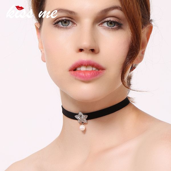 kiss me clear rhinestone imitation pearl star choker necklace classic fashion black imitation leather vintage necklace jewelry, Golden;silver
kiss me clear rhinestone imitation pearl star choker necklace classic fashion black imitation leather vintage necklace jewelry, Golden;silver
