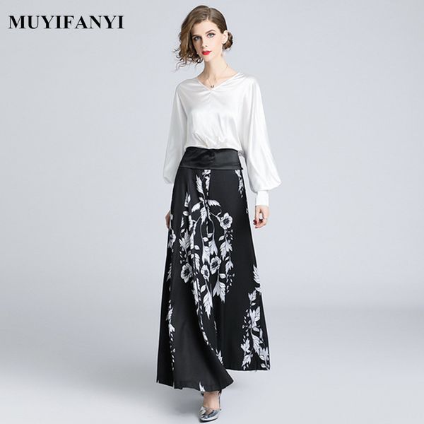 2018 fashion women sets office lady suits elegant 2 piece set lantern sleeve v-neck and print high waist skirt set, Gray
2018 fashion women sets office lady suits elegant 2 piece set lantern sleeve v-neck and print high waist skirt set, Gray