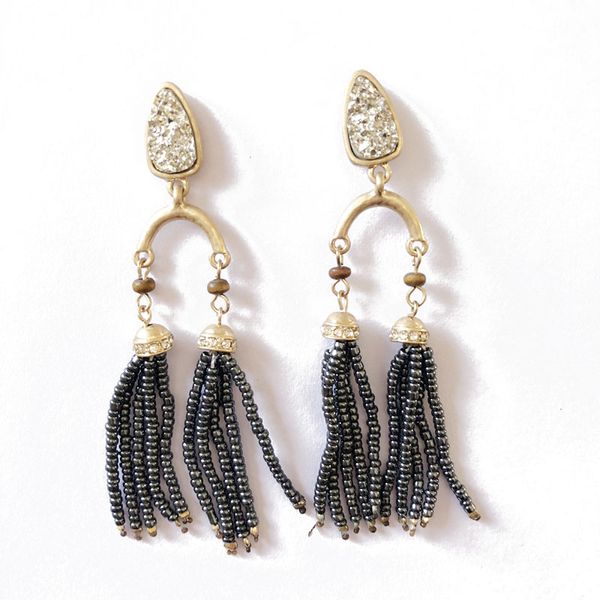 new gray color small cute beaded tassel earring, geometric stone stud fashion punk style earring, Golden;silver
new gray color small cute beaded tassel earring, geometric stone stud fashion punk style earring, Golden;silver