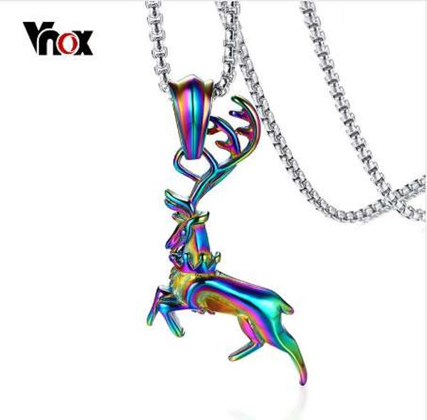 vnox multi color elk deer pendant for men necklace 24" box chain stainless steel rainbow stylish male jewelry hip hop, Silver
vnox multi color elk deer pendant for men necklace 24" box chain stainless steel rainbow stylish male jewelry hip hop, Silver