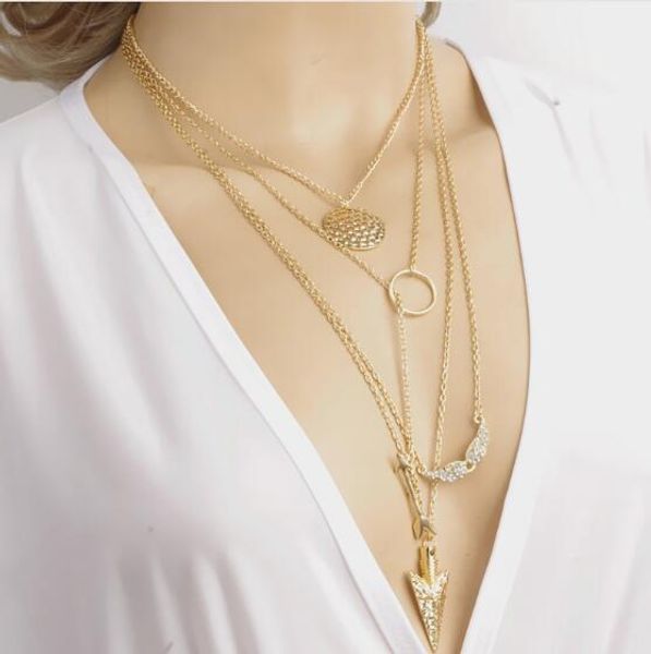 style european and american jewelry fashion street patting angel wings arrowhead fish scale hanging piece multi-layer style necklace cla, Silver
style european and american jewelry fashion street patting angel wings arrowhead fish scale hanging piece multi-layer style necklace cla, Silver