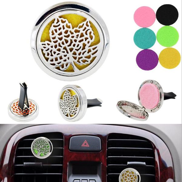 30mm Diffuser Leaf Shape 316 Stainless Steel Pendant Car Aroma Locket Essential Car Diffuser Oil Lockets