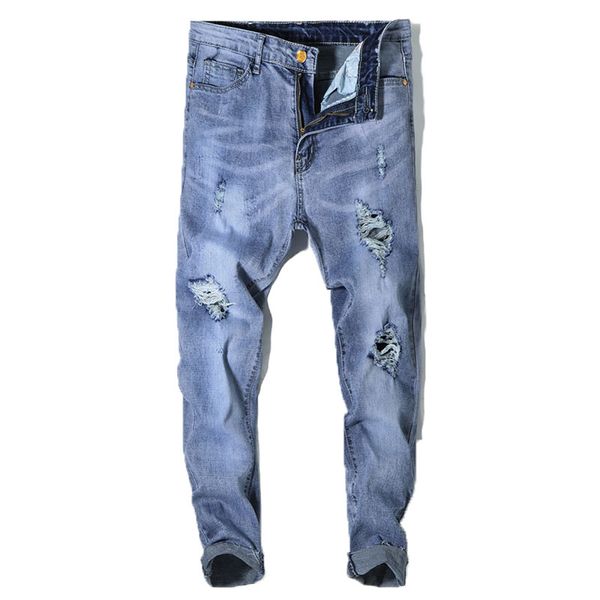 2018 brand designer slim fit ripped jeans men hi-street mens distressed denim joggers knee holes washed destroyed jeans 28-36, Blue
2018 brand designer slim fit ripped jeans men hi-street mens distressed denim joggers knee holes washed destroyed jeans 28-36, Blue