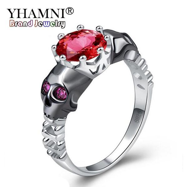 yhamni new original punk jewelry 925 sterling silver skull rings set red cz diamond skeleton solitaire black rings for women ra50, Slivery;golden
yhamni new original punk jewelry 925 sterling silver skull rings set red cz diamond skeleton solitaire black rings for women ra50, Slivery;golden