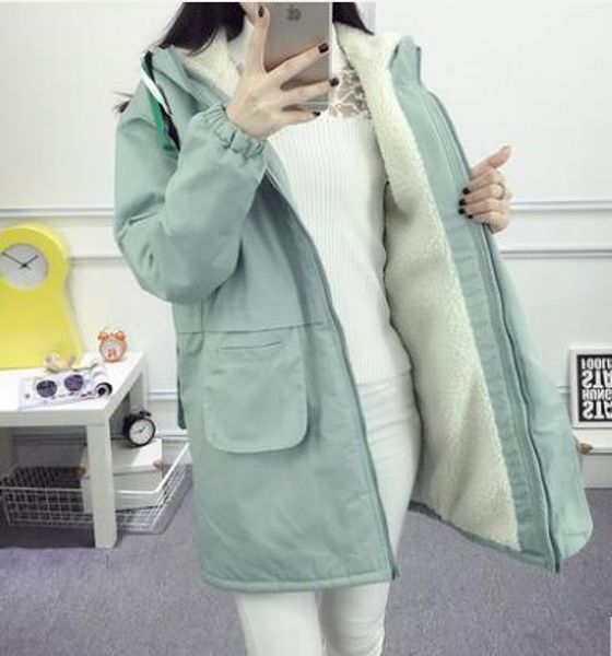 winter plus velvet thickening women's clothing girl new long section lamb hair sweater hooded cotton jacket outerwear parkas coat, Black
winter plus velvet thickening women's clothing girl new long section lamb hair sweater hooded cotton jacket outerwear parkas coat, Black
