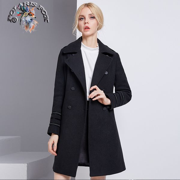 2018 autumn winter fashion wool coat casual pocket warm sdie double button ethnic cuff jacket fashion ladies long slim overcoat, Black
2018 autumn winter fashion wool coat casual pocket warm sdie double button ethnic cuff jacket fashion ladies long slim overcoat, Black