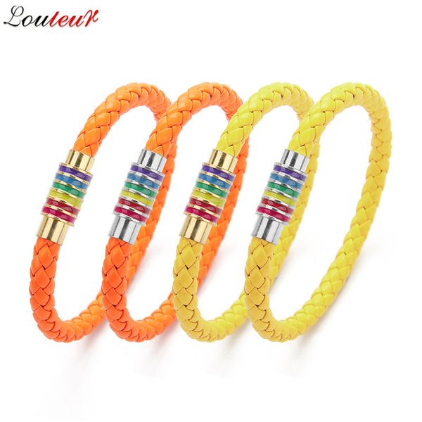 louleur 2018 women braid leather bracelet friendship rainbow magnetic clasp charm bracelets & bangles fashion men jewelry, Golden;silver
louleur 2018 women braid leather bracelet friendship rainbow magnetic clasp charm bracelets & bangles fashion men jewelry, Golden;silver