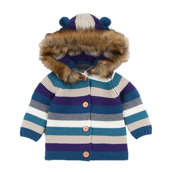 Winter Warm Baby Sweater Fur Hooded Detachable Girls/Boys Knitted Cardigan Newborn Color Patchwork Coat -24M
Winter Warm Baby Sweater Fur Hooded Detachable Girls/Boys Knitted Cardigan Newborn Color Patchwork Coat -24M
