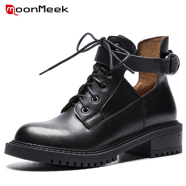 moonmeek 2018 med heel women boots new arrive genuine leather ladies boots popular round toe ankle, Black
moonmeek 2018 med heel women boots new arrive genuine leather ladies boots popular round toe ankle, Black