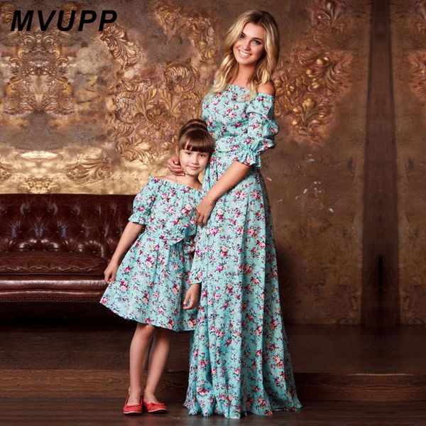 mvupp 2018 print floral mother daughter dresses half sleeve family matching outfits ankle-length and belt dress fashion sale, Blue
mvupp 2018 print floral mother daughter dresses half sleeve family matching outfits ankle-length and belt dress fashion sale, Blue