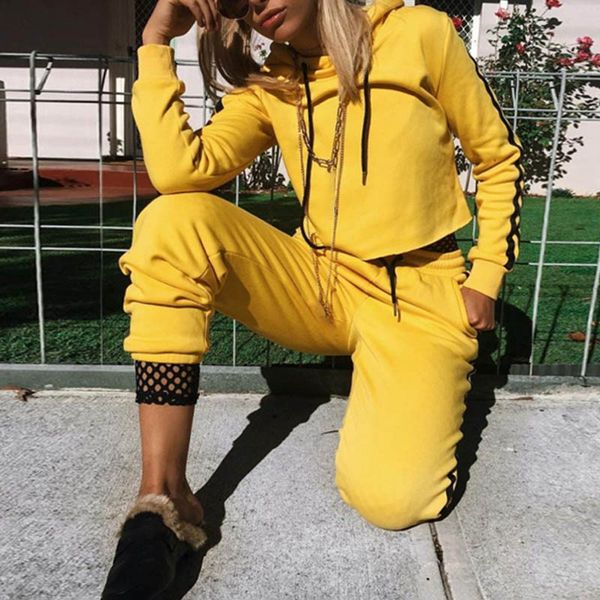 women two piece outfits long sleeve hoodies pullovers yellow tracksuit long pants sportwear summer and sweatpants, Gray
women two piece outfits long sleeve hoodies pullovers yellow tracksuit long pants sportwear summer and sweatpants, Gray