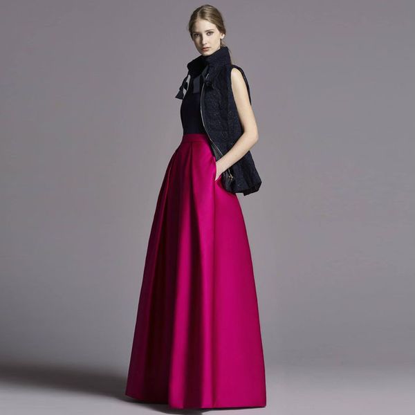 modest pleated pockets women formal skirt invisible zipper waist custom made evening prom maxi skirts saia vestidos, Black
modest pleated pockets women formal skirt invisible zipper waist custom made evening prom maxi skirts saia vestidos, Black