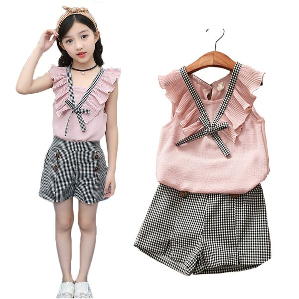 summer fashion girls clothing sets fashion solid and plaid kids clothes brand chiffon vest t-shirt + plaid shorts clothing, White
summer fashion girls clothing sets fashion solid and plaid kids clothes brand chiffon vest t-shirt + plaid shorts clothing, White