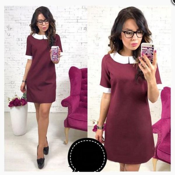 2018 women fashion doll collar stitching a-line mini dress autumn short sleeve bottoming casual loose business office dresses, White;black
2018 women fashion doll collar stitching a-line mini dress autumn short sleeve bottoming casual loose business office dresses, White;black