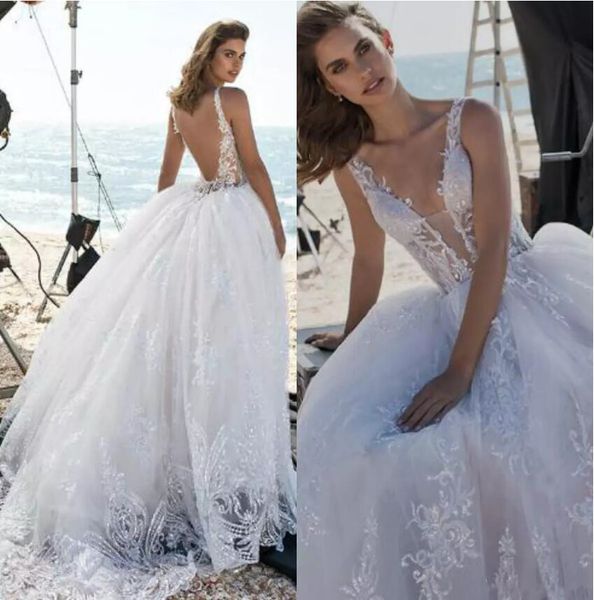 pnina tornai 2019 wedding dresses v neck backless lace applique bridal gowns sweep train custom made plus size beach wedding dress, White
pnina tornai 2019 wedding dresses v neck backless lace applique bridal gowns sweep train custom made plus size beach wedding dress, White
