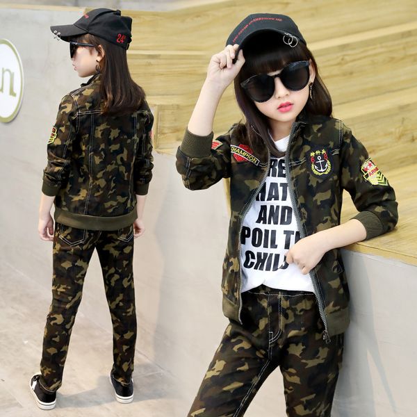 sports suits for girls cotton children clothing camouflage coat + pants 2pcs girl clothes for kids tracksuits, White
sports suits for girls cotton children clothing camouflage coat + pants 2pcs girl clothes for kids tracksuits, White