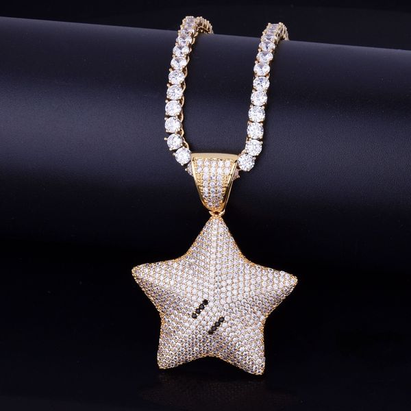 new men's hip hop jewelry gold iced out cartoon star pendant necklace charm bling cubic zircon tennis chain for gift, Silver
new men's hip hop jewelry gold iced out cartoon star pendant necklace charm bling cubic zircon tennis chain for gift, Silver
