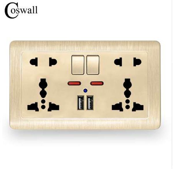 coswall wall power socket double universal 5 hole switched outlet 2.1a dual usb charger port led indicator 146mm*86mm gold 110-250v
coswall wall power socket double universal 5 hole switched outlet 2.1a dual usb charger port led indicator 146mm*86mm gold 110-250v