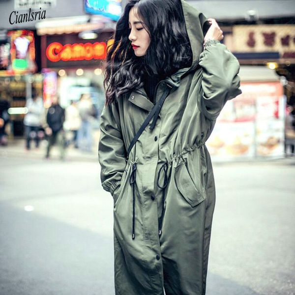 2018 autumn spring oversize women streetwear coat casual adjustable waist hooded trench coat long outerwear loose clothes, Tan;black
2018 autumn spring oversize women streetwear coat casual adjustable waist hooded trench coat long outerwear loose clothes, Tan;black