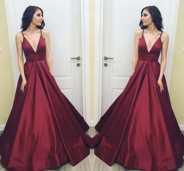 2018 burgundy simple deep v neck a line ball gown prom dress spaghetti straps backless formal party gown evening dress custom made, Black
2018 burgundy simple deep v neck a line ball gown prom dress spaghetti straps backless formal party gown evening dress custom made, Black