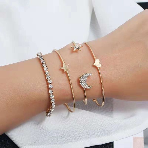 star moon heart bangle bracelet sets diamond women bracelets fashionable jewelry sets trendy accessories two colors golden platinum, Black
star moon heart bangle bracelet sets diamond women bracelets fashionable jewelry sets trendy accessories two colors golden platinum, Black