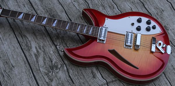 ric fire glo cherry sunburst 330 360 12 string semi hollow body electric guitar flame maple & back, sandwich neck, checkerboard bindingr
ric fire glo cherry sunburst 330 360 12 string semi hollow body electric guitar flame maple & back, sandwich neck, checkerboard bindingr
