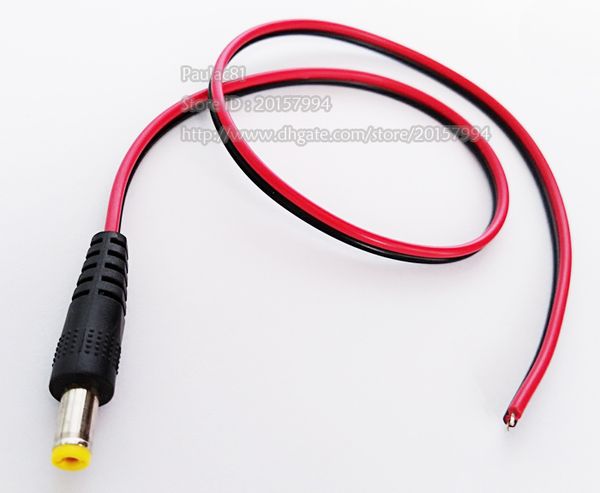 

straight dc 5.5x2.1mm 5.5/2.1 cctv power charger male plug cable red+black about 50cm/20pcs