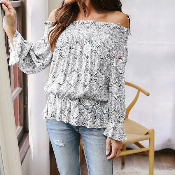 casual blouse loose women off shoulder long sleeve shirt floral print blouse blusa ws6362v, White
casual blouse loose women off shoulder long sleeve shirt floral print blouse blusa ws6362v, White
