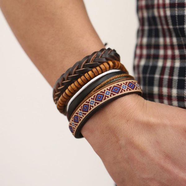 vintage men leather bracelet ethic knitted sriped ancient wooden beads adjustable lace-up twist weave bracelet for men, Golden;silver
vintage men leather bracelet ethic knitted sriped ancient wooden beads adjustable lace-up twist weave bracelet for men, Golden;silver