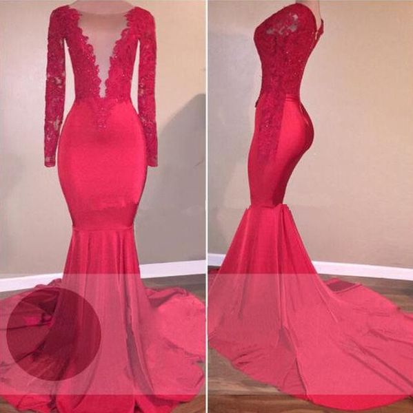 2018 vintage sheer long sleeves red appliqued prom party dresses mermaid african black girls evening gowns red carpet celebrity dress
2018 vintage sheer long sleeves red appliqued prom party dresses mermaid african black girls evening gowns red carpet celebrity dress