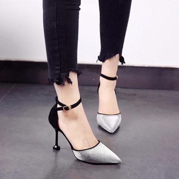european 2018 new stage show women pointed toe high heels single shoes woman buckle pumps office lady silver toe sandals mixed color, Black
european 2018 new stage show women pointed toe high heels single shoes woman buckle pumps office lady silver toe sandals mixed color, Black
