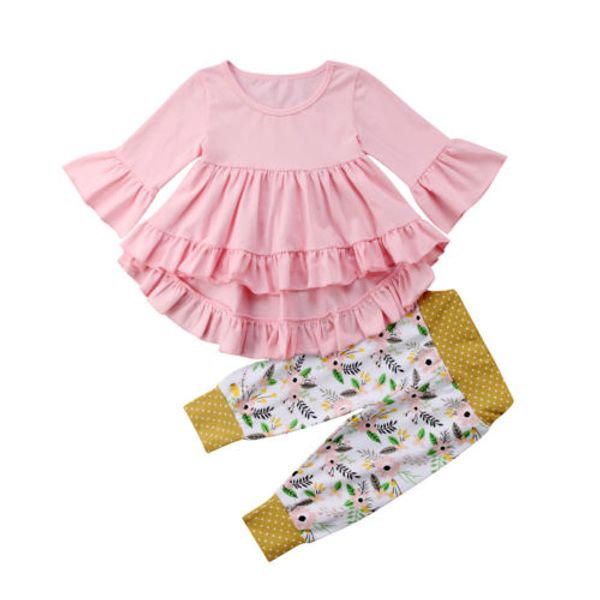 2018 fashion toddler kids baby girls clothes cotton ruffle t shirt+flower long pants 2pcs outfits set, White
2018 fashion toddler kids baby girls clothes cotton ruffle t shirt+flower long pants 2pcs outfits set, White