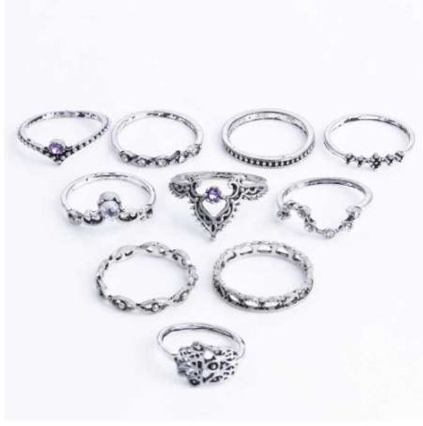 iparam fashion 10pcs/set bohemian hollow water drop pattern vintage crystal beidou seven stars fatima hand ring for women gifts, Silver
iparam fashion 10pcs/set bohemian hollow water drop pattern vintage crystal beidou seven stars fatima hand ring for women gifts, Silver