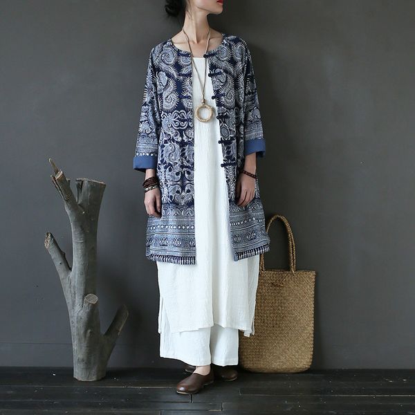 johnature women vintage cotton linen trench coat print floral o-neck button long sleeve 2018 autumn new blue loose women coats, Tan;black
johnature women vintage cotton linen trench coat print floral o-neck button long sleeve 2018 autumn new blue loose women coats, Tan;black