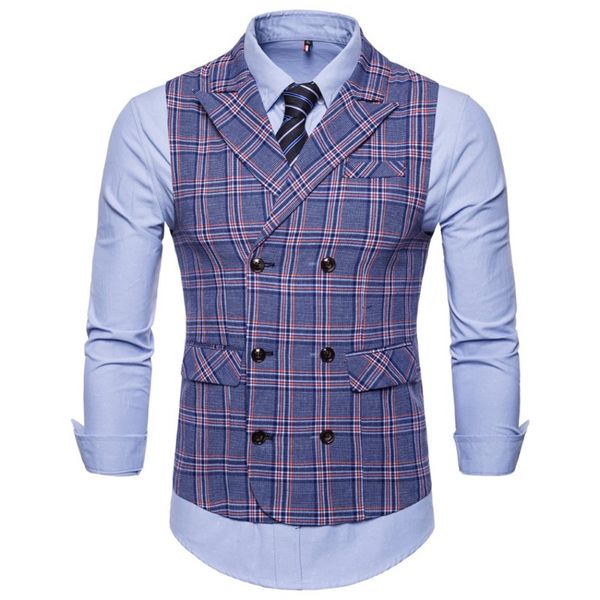 fashion 2018 blue plaid stripe waistcoat man british style vest gilet marron formal vest wedding man dress casual fit, Black;white
fashion 2018 blue plaid stripe waistcoat man british style vest gilet marron formal vest wedding man dress casual fit, Black;white
